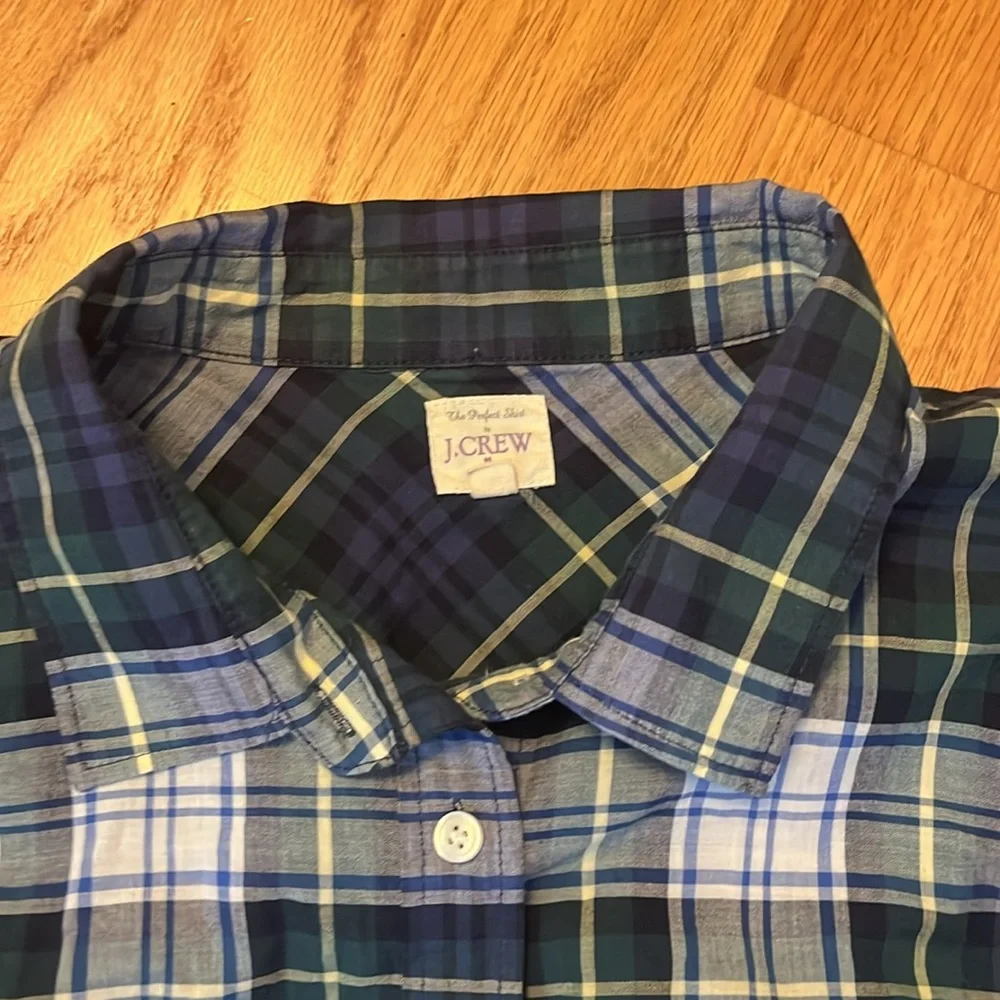 J. Crew perfect fit shirt size large dress Gordon plaid tartan style 03411